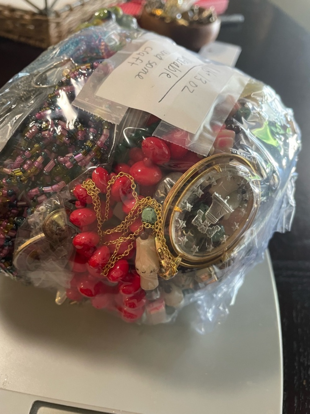 Almost 2 lbs Mystery Assorted Beaded & Charm Jewelry Lot  Mostly Wearable